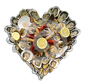 Heart shaped seafood tray