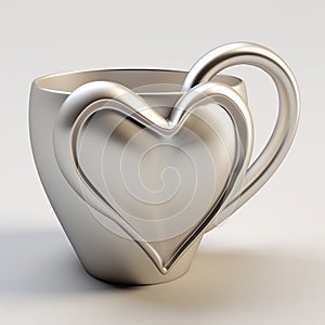 Heart-shaped Silver Cup: Vray Style, Functional Aesthetics, Technological Design