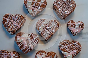 heart shaped slices of a brownie