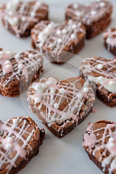 heart shaped slices of a brownie