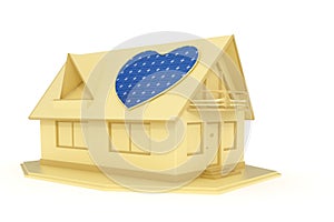 Heart shaped solar panel on house