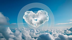 Heart-Shaped, SoliHeart-Shaped, Solitary Cloud Poetically Suspended Against the Calm, Blue Sky photo