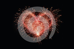 A heart shaped sparkling fireworks showing love and romance