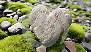 Heart shaped stone symbolizes love in nature beauty generated by AI