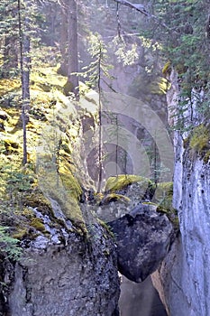 A heart-shaped stone wedged in Maligne Canyon photo