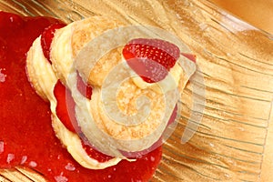 Heart shaped strawberry and custard millefeuille