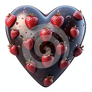 Heart-shaped strawberry dipped in rich chocolate.