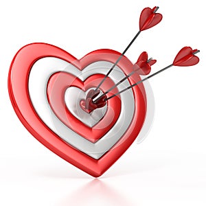 Heart shaped target with the arrow in the center