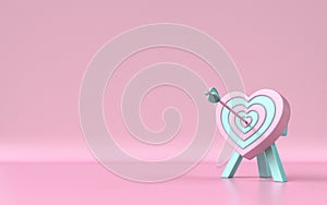 Heart shaped target with the arrow in the center 3D