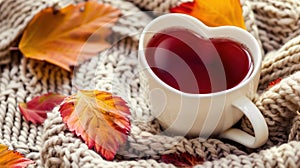The heart-shaped tea cup.AI generated image photo