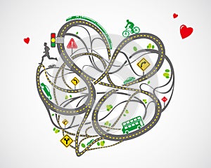 Heart-shaped traffic map