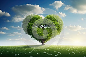 Heart-shaped tree under cloudy sky