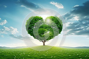 Heart-shaped tree under cloudy sky