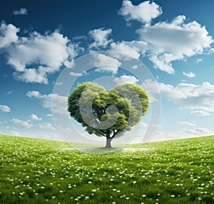 Heart-shaped tree under cloudy sky