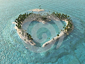 Heart-shaped tropical island