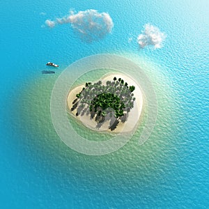 Heart-shaped tropical island