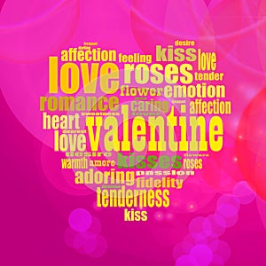 Heart Shaped Valentin`s Day Words and Text