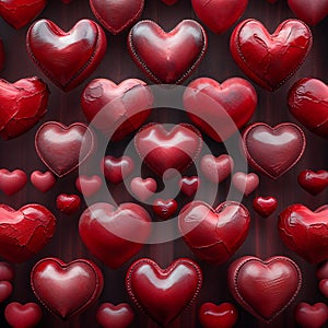 Heart-Shaped Valentine\'s Day Pattern in Red photo