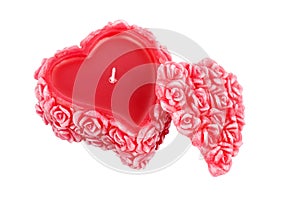 Heart-shaped wax candle with roses