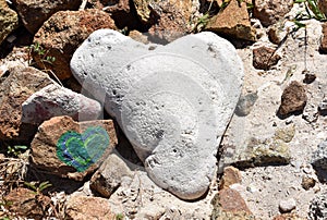 Heart Shaped White Lava Rock on a Beach