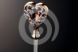 Heart-shaped wine bottle stopper with crystal detailing. AI Generated
