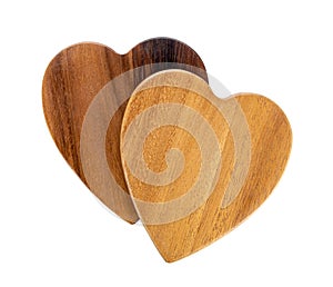 Heart shaped wooden planks isolated on white