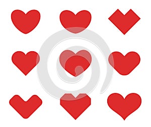 Heart shapes collection design template. St. Valentine day of love.Cardiology Medical Health care Logotype concept icons.