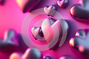 Heart Shapes for Valentine`s Day, Valentine`s Day card with copy space Generative AI