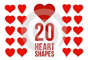 Heart shapes vector icons or logos set.