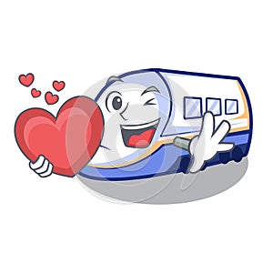 With heart shinkansen train isolated in the cartoon