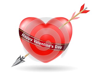 Heart shooted by a bow arrow vector