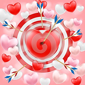Heart shooted by a bow arrow vector