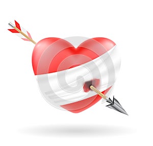 Heart shooted by a bow arrow vector