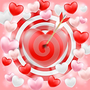 Heart shooted by a bow arrow vector