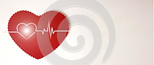 Heart sign, cardiogram, on on a white background with copy space for your text. Health care concept. Healthcare and medical