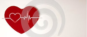 Heart sign, cardiogram, on on a white background with copy space for your text. Health care concept. Healthcare and medical