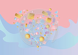 Heart  sign of 3d figures realistic vector primitives composition