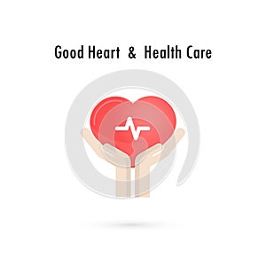 Heart sign and hands icon.Good heart & health care concept.