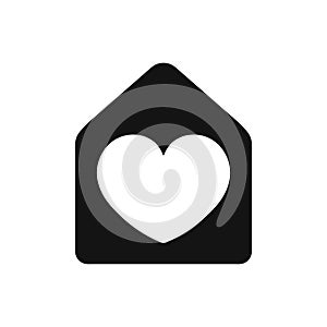 Heart sign in house black color simple icon, love home symbol