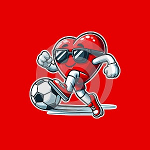 Heart sign playing football illustration ,