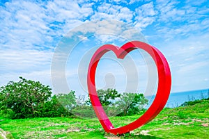 Heart sign on the romantic seaside