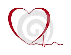 Heart silhouette ekg isolated