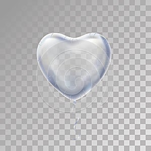 Heart Silver balloon on background.