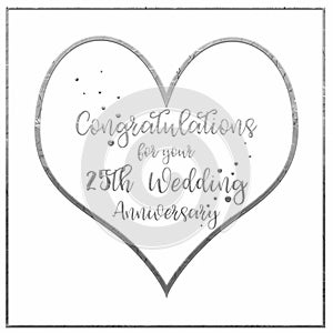 Heart Silver Wedding Anniversary Card