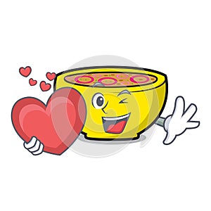 With heart soup union mascot cartoon