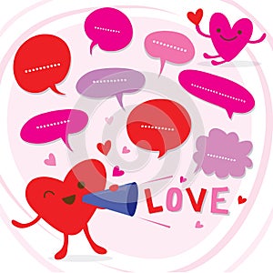 Heart Speak Love To Sweetheart Cute Cartoon Vector