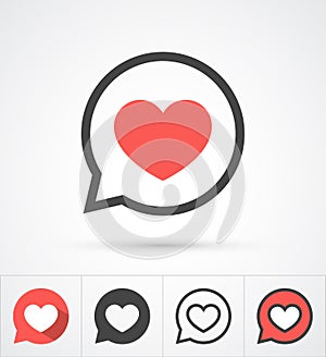 Heart in speech bubble icon. Vector