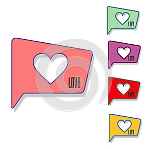 Heart in speech bubble icon. Vector illustration