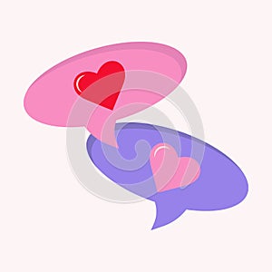Heart in speech bubble icon. Vector illustration