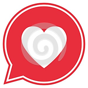 Heart in a speech bubble, vector love icon.